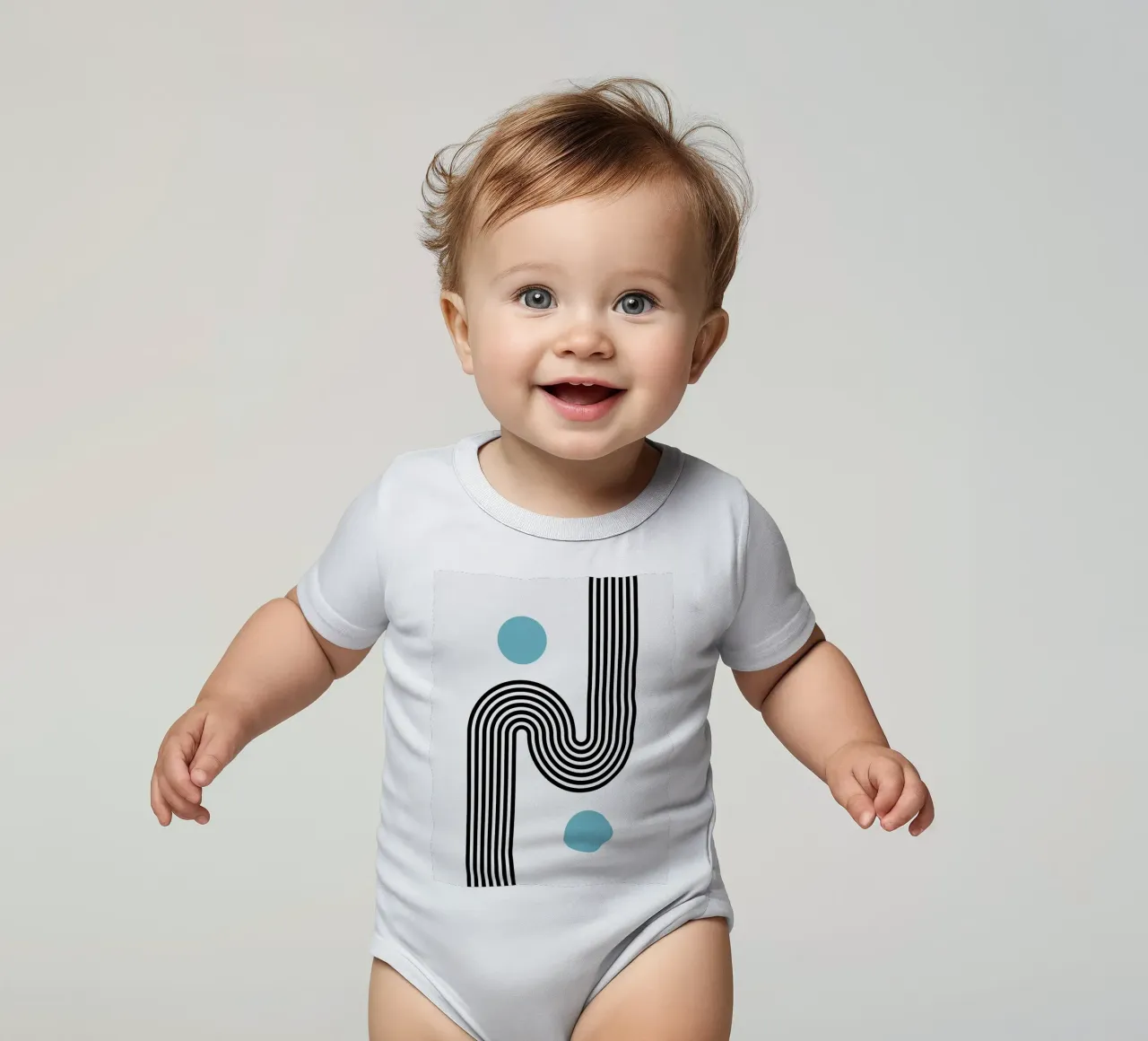 Minimal Line Flow - Retro Grafik short-sleeve baby romper by Casa Calm