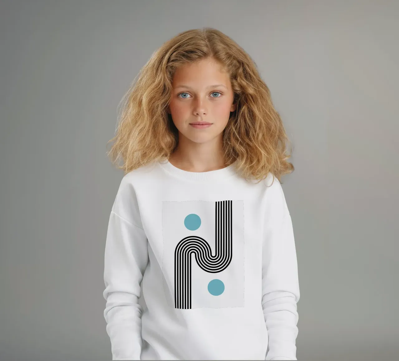 Minimale lijnstroom - Retro Grafik kinder sweatshirt van Casa Calm