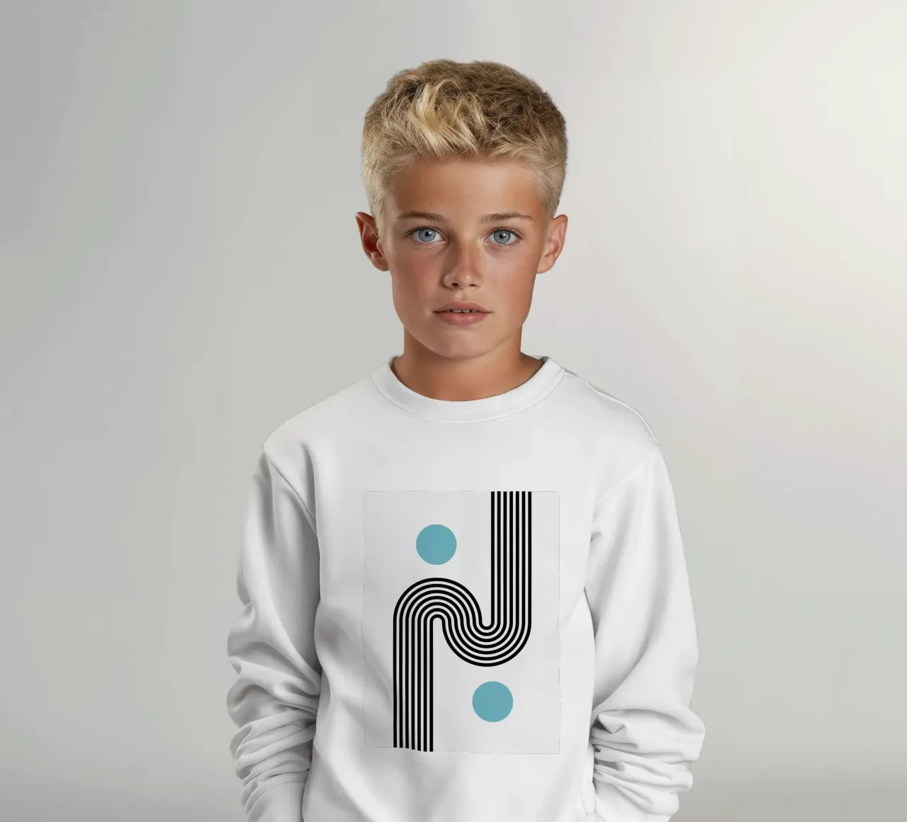 Minimaler Linienfluss - Retro Grafik Kinder Sweatshirt von Casa Calm