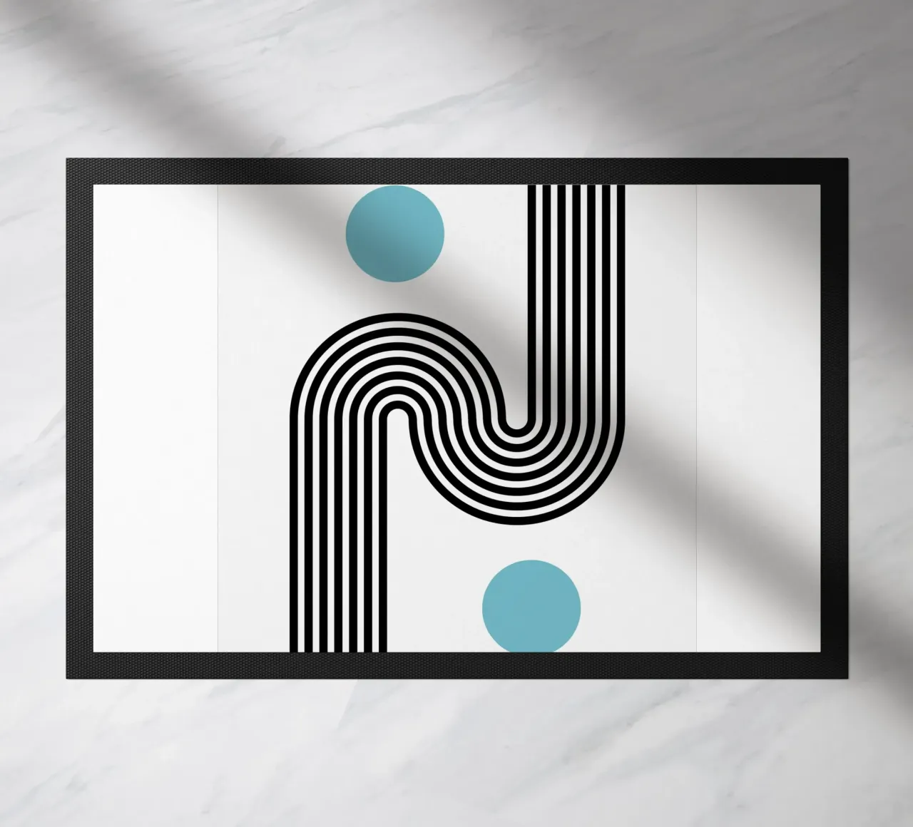 Minimaler Linienfluss - Retro Grafik Fußmatte von Casa Calm