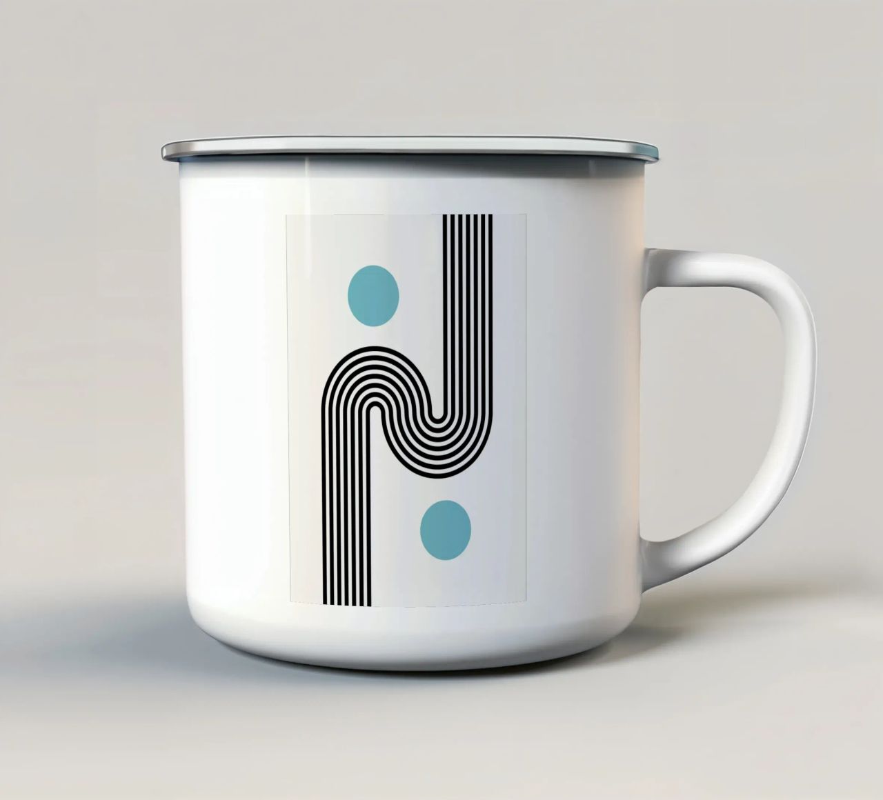 Minimal Line Flow - Retro Grafik enamel mug by Casa Calm