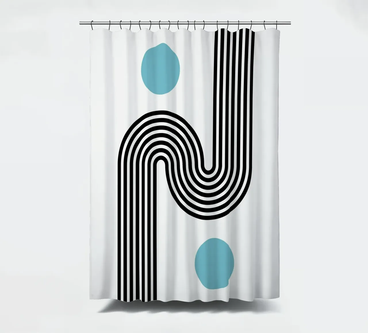 Minimaler Linienfluss - Retro Grafik Duschvorhang von Casa Calm