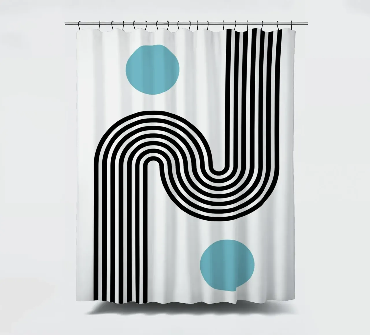 Minimaler Linienfluss - Retro Grafik Duschvorhang von Casa Calm