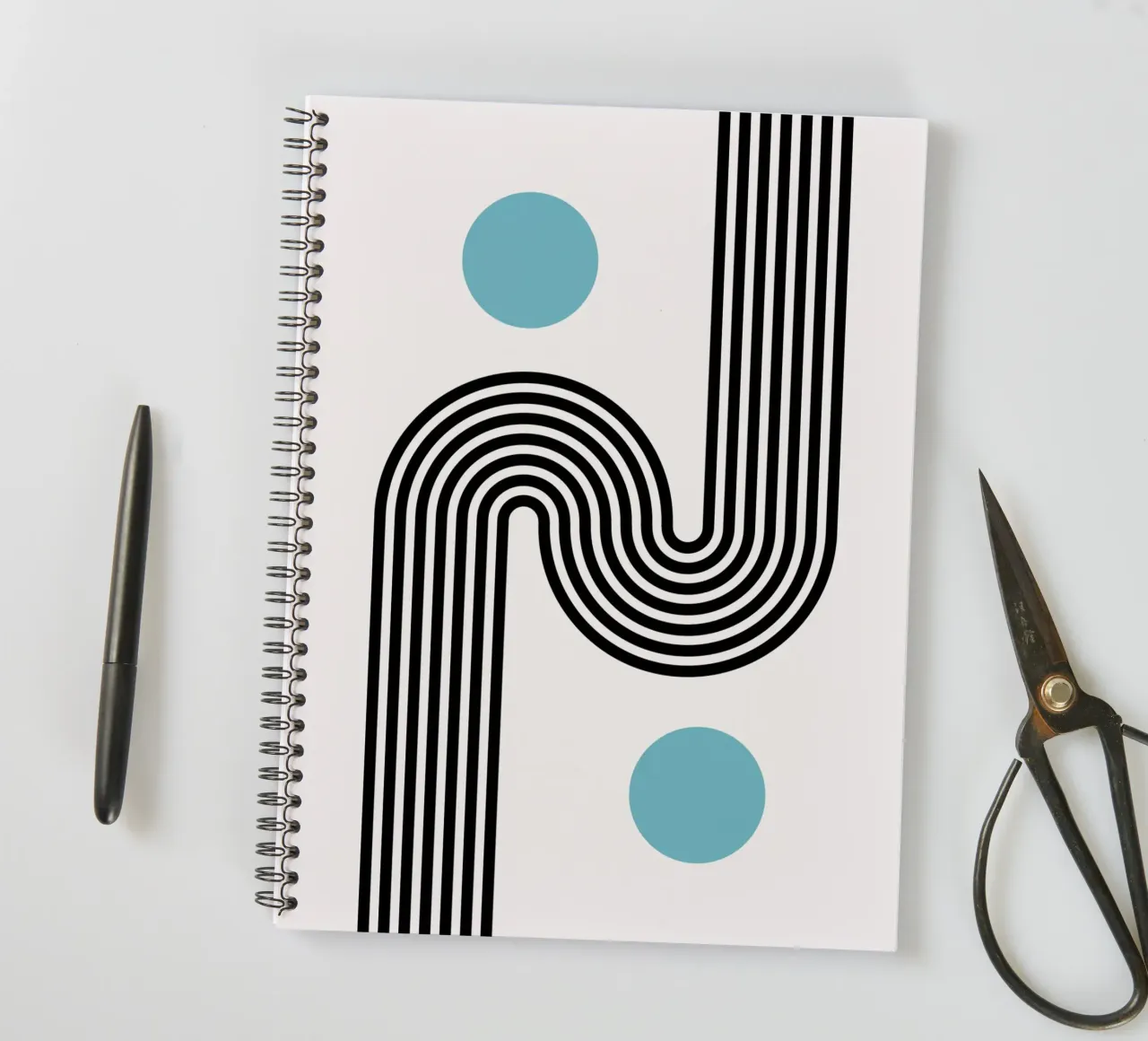Minimaler Linienfluss - Retro Grafik Ringbuch von Casa Calm