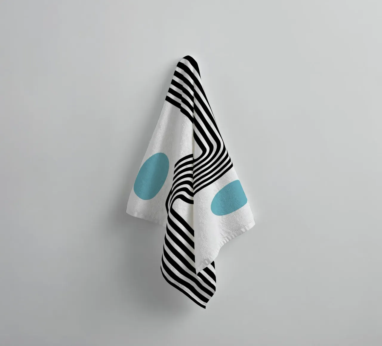 Minimaler Linienfluss - Retro Grafik Handtuch von Casa Calm