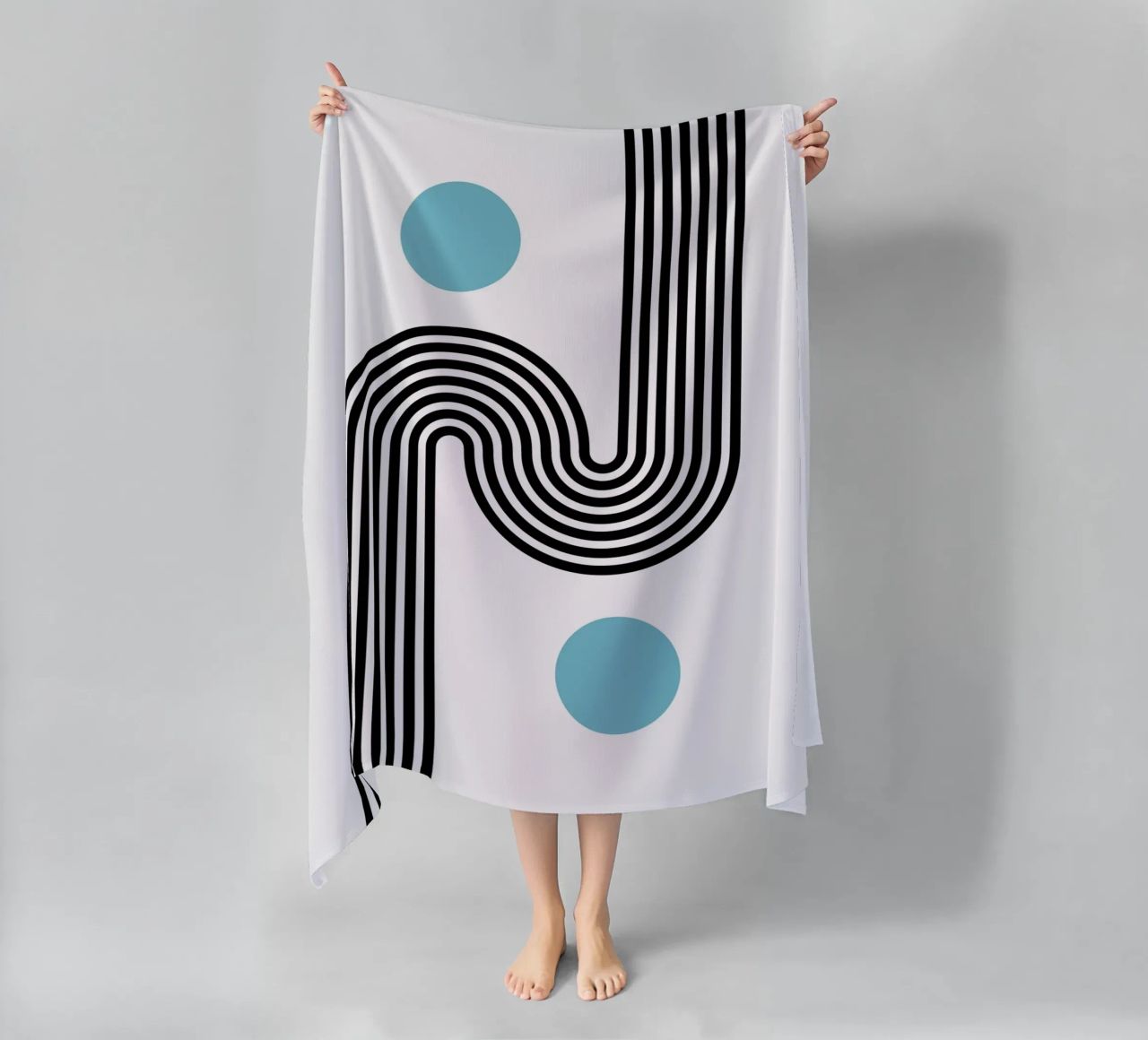 Minimal Line Flow – Retro Grafik telo mare da Casa Calm