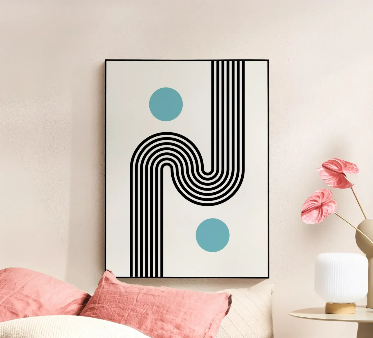 Minimale lijnstroom - Retro Grafik acryl van Casa Calm