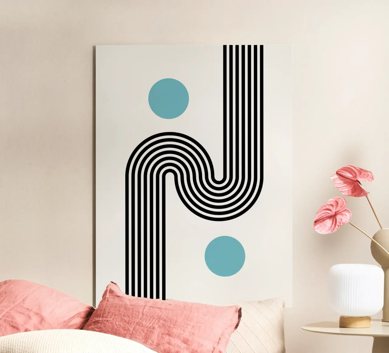 Minimal Line Flow - Retro Grafik alu dibond de Casa Calm