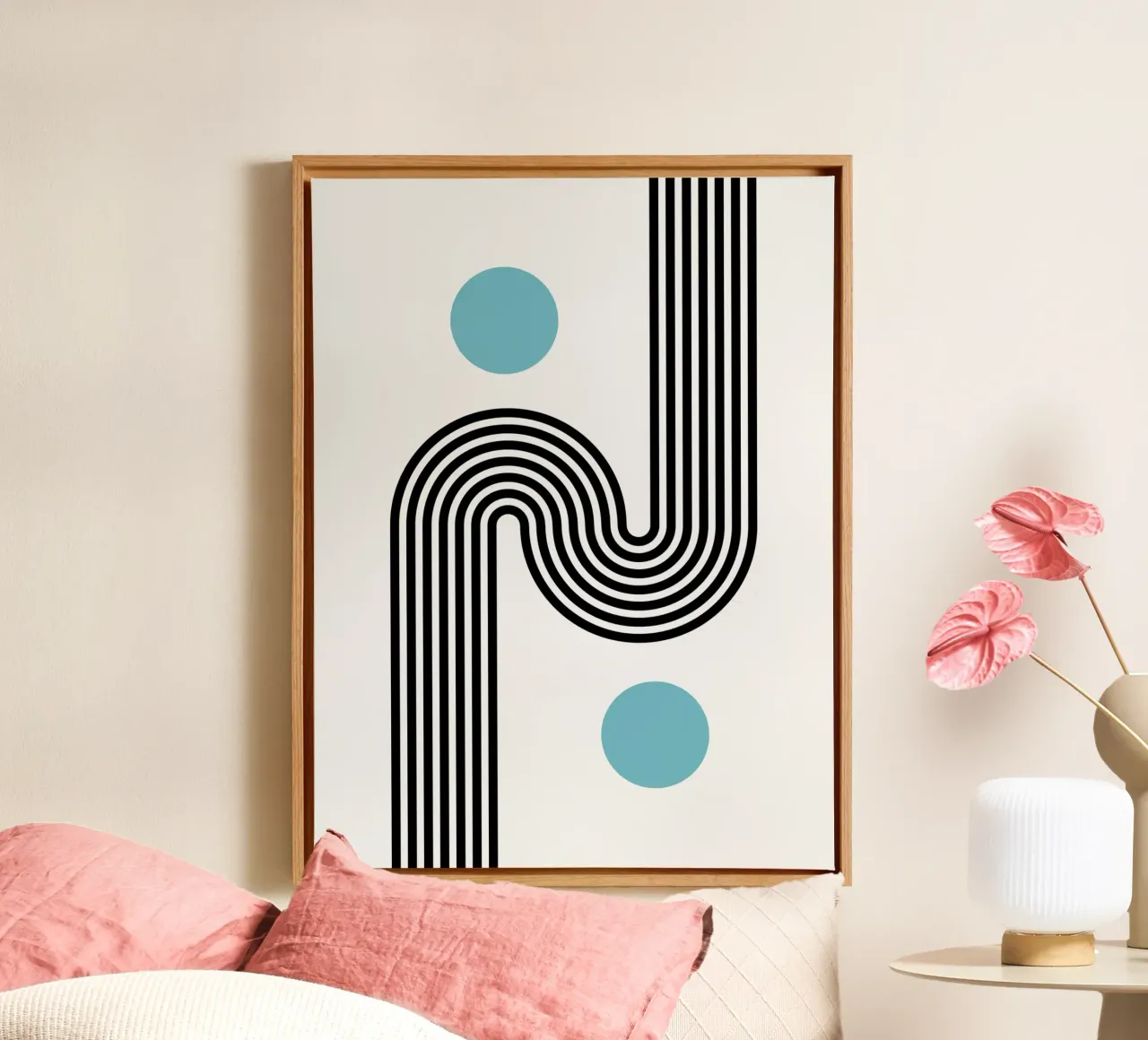 Minimaler Linienfluss - Retro Grafik Leinwand von Casa Calm