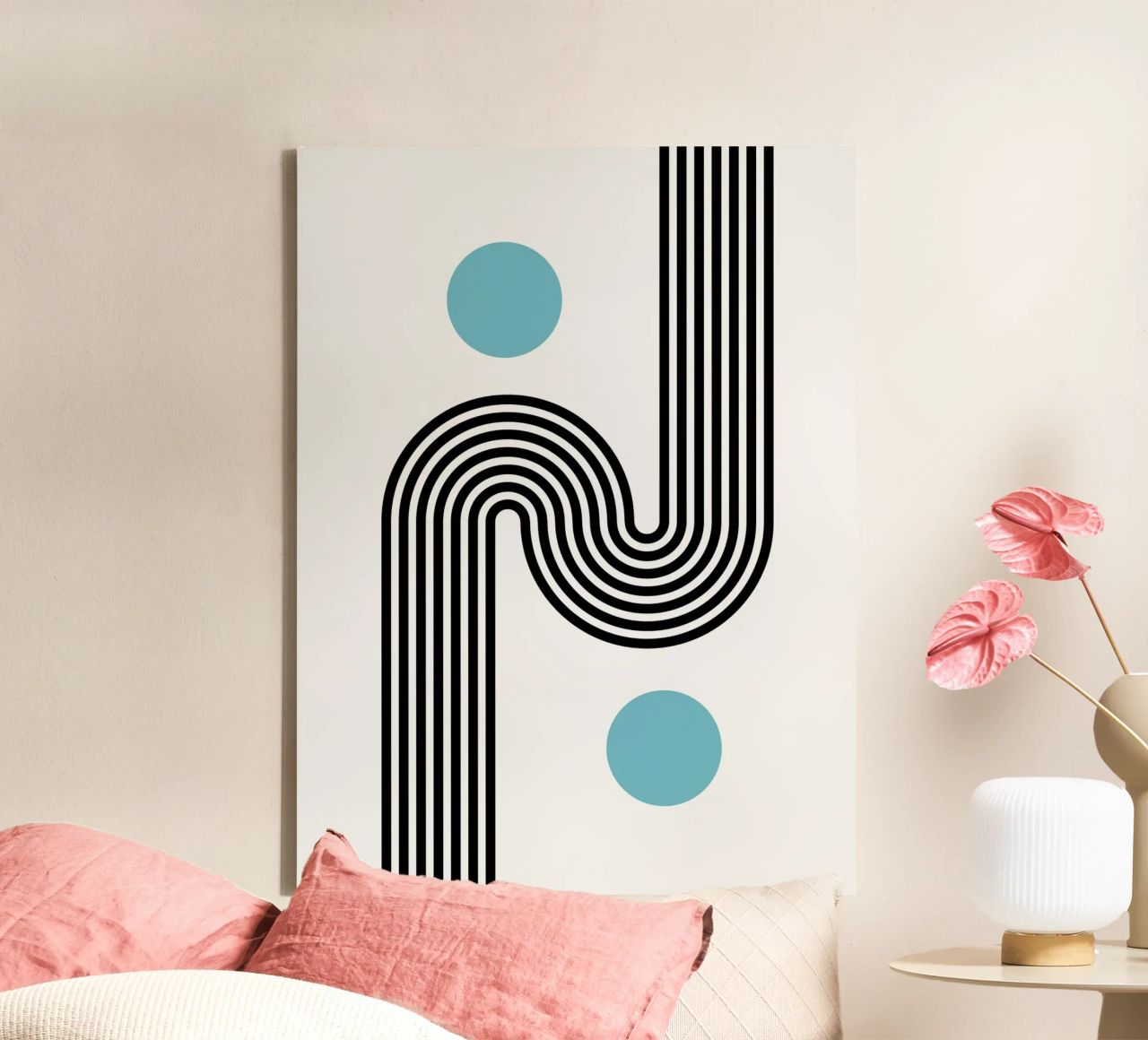 Minimal Line Flow - Retro Grafik canvas by Casa Calm