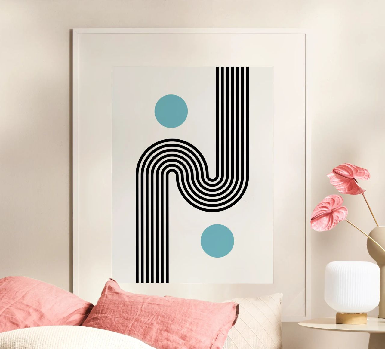 Minimal Line Flow - Retro Grafik poster by Casa Calm