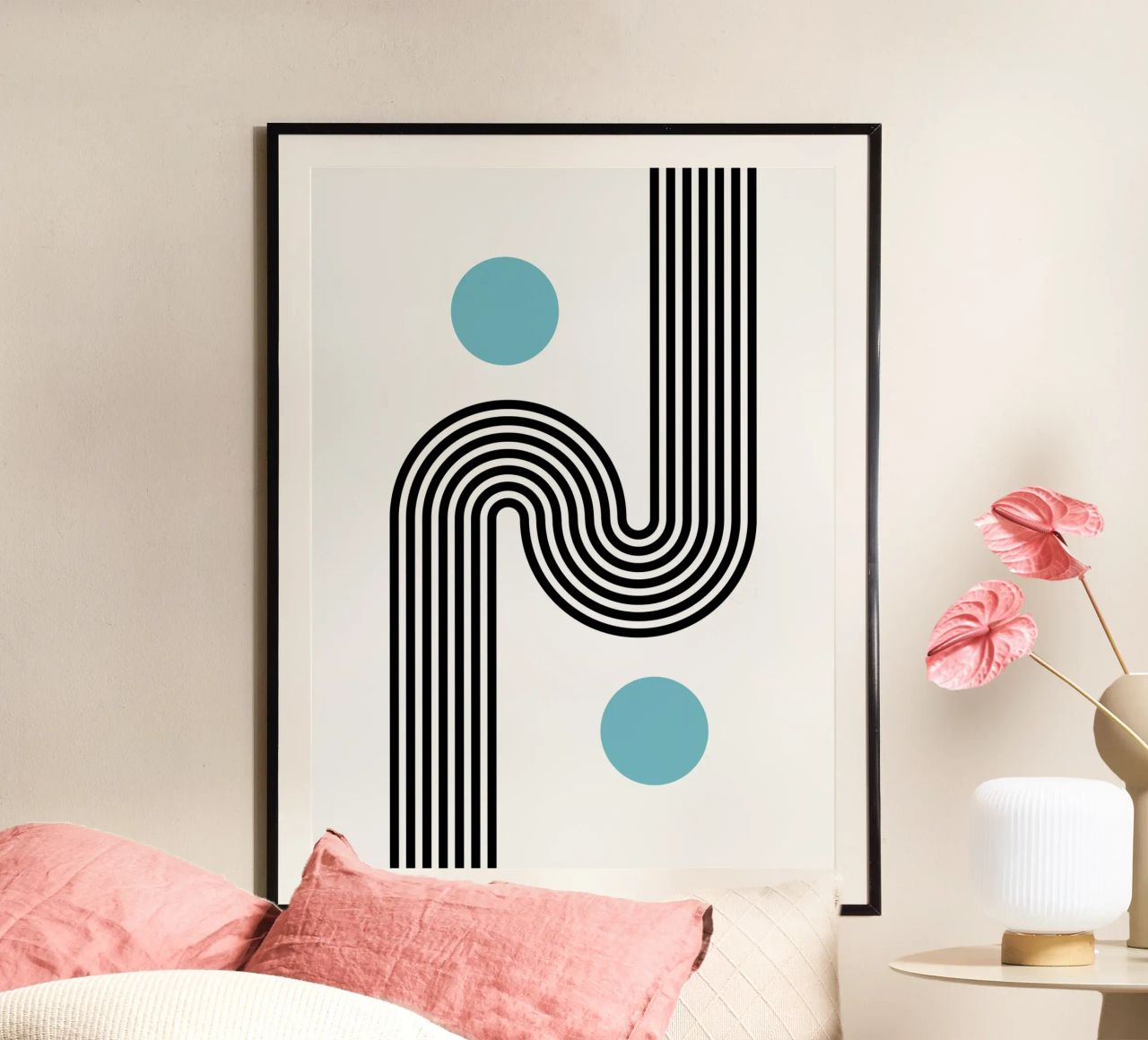 Minimal Line Flow - Retro Grafik poster by Casa Calm