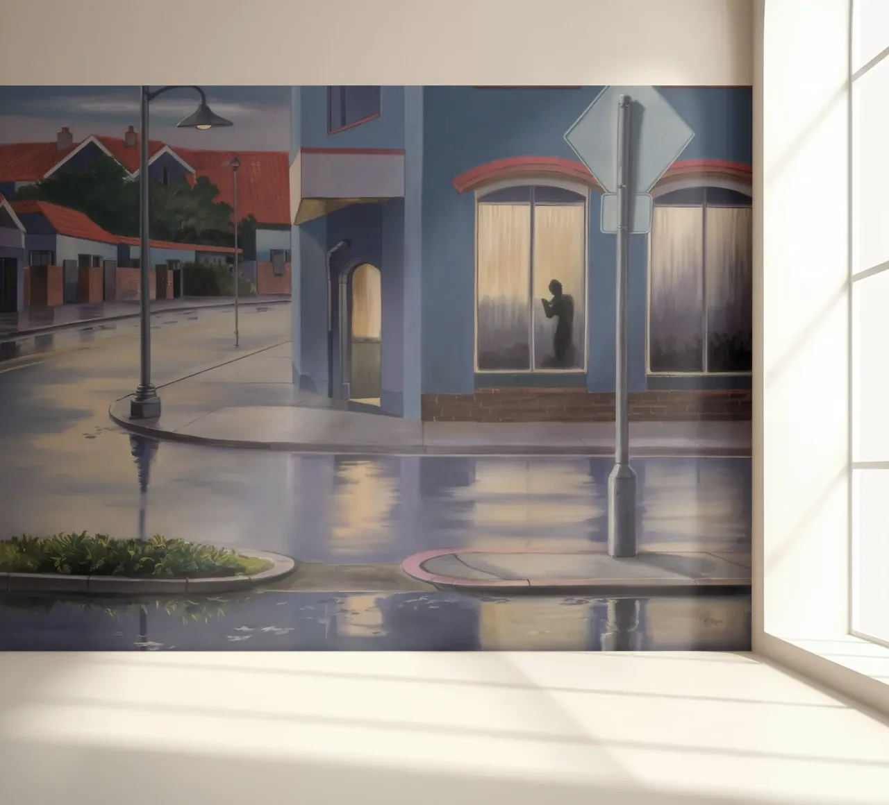 Regenachtige vensterreflectie fotobehang van Opal Strokes