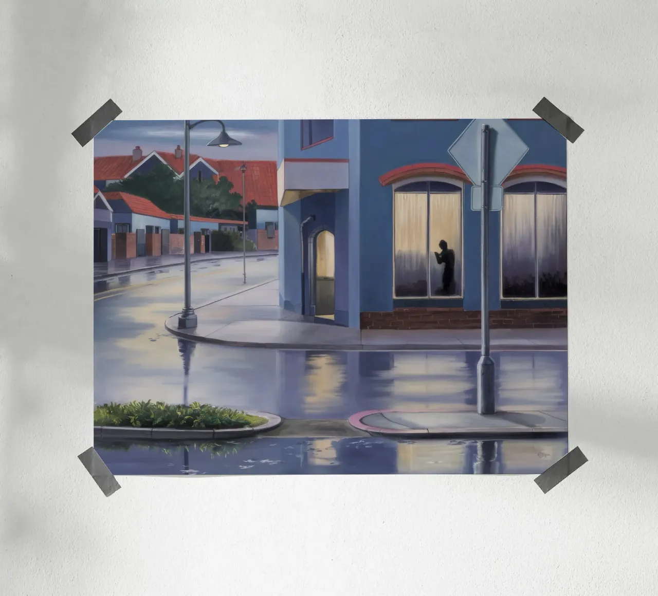 Regenachtige vensterreflectie poster van Opal Strokes