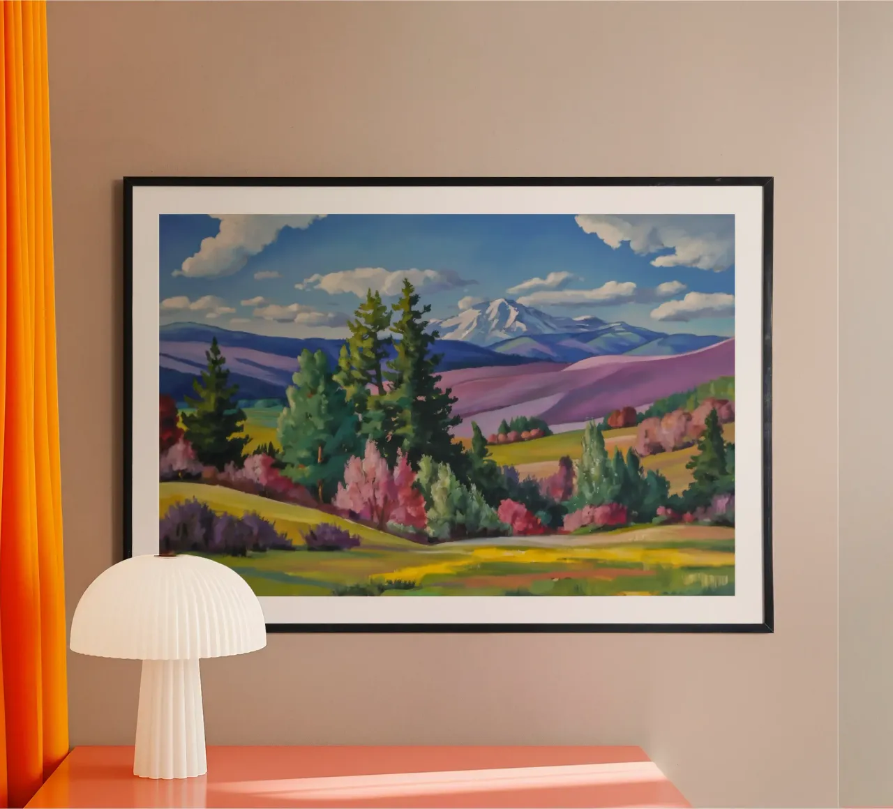 Fioritura della Valle dei Pini poster con telaio in legno da Celestial Harmony