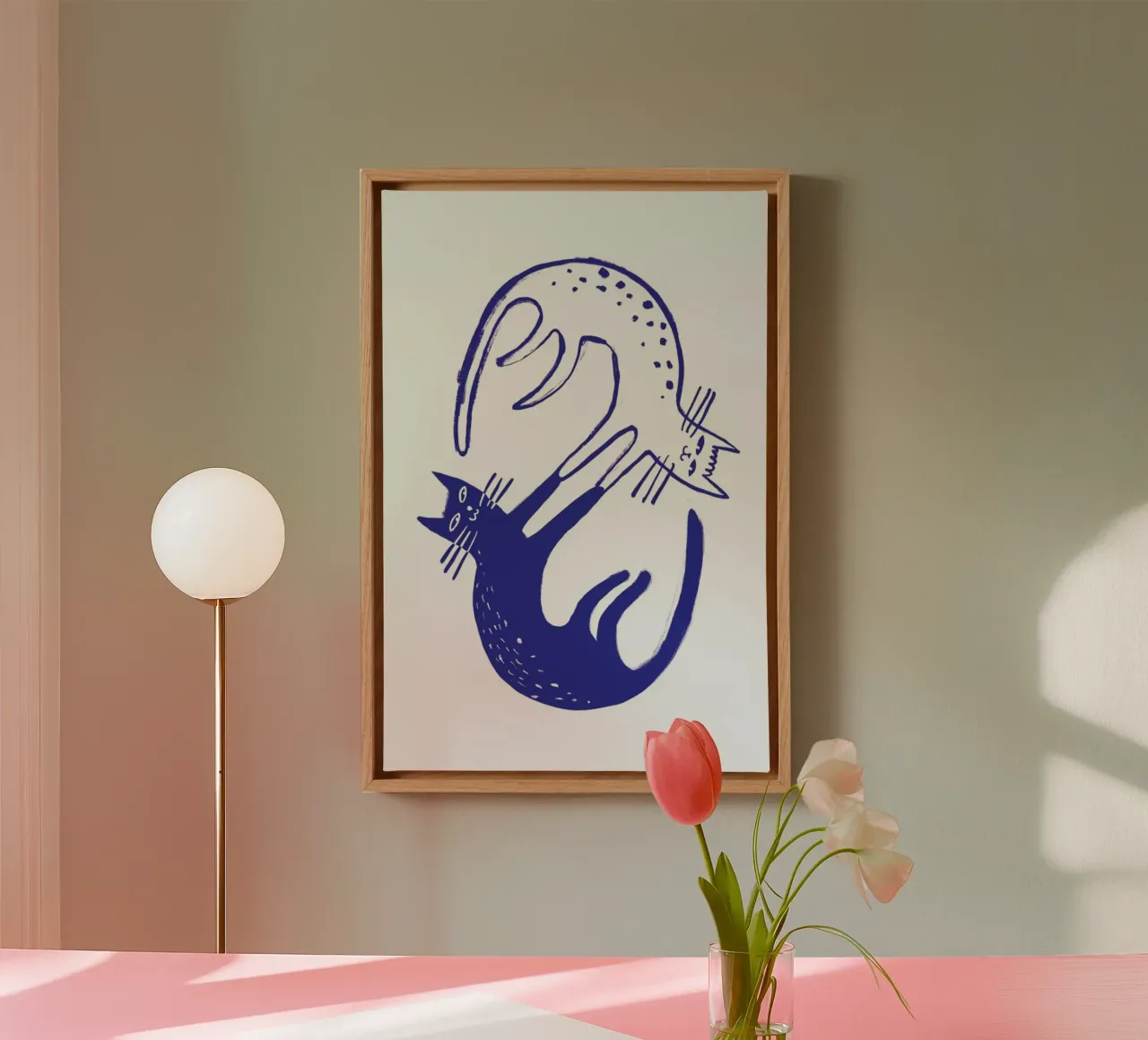 Kitten Around Blue canvas by Graphite