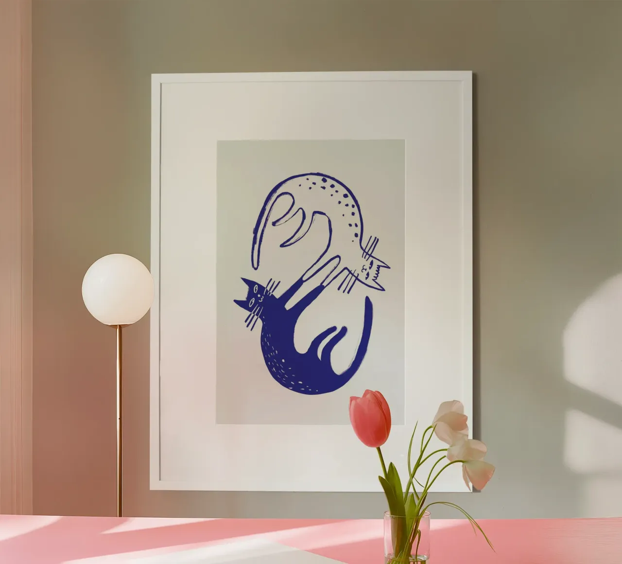 Kitten Around Blue carta hahnemühle da Graphite