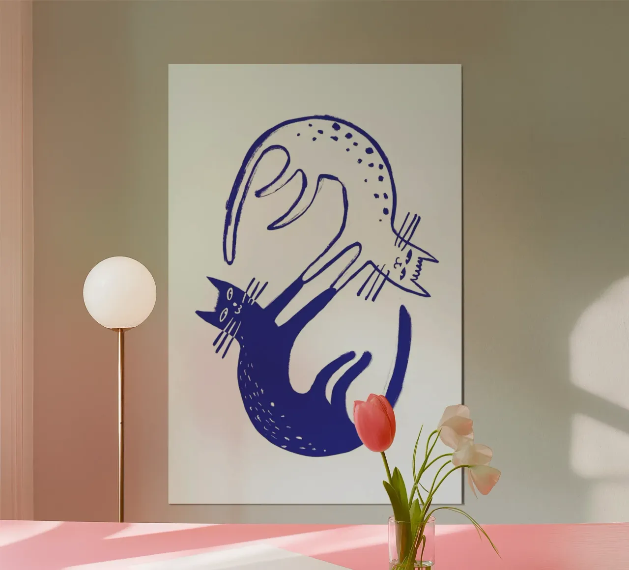 Kitten Around Blue carta hahnemühle da Graphite