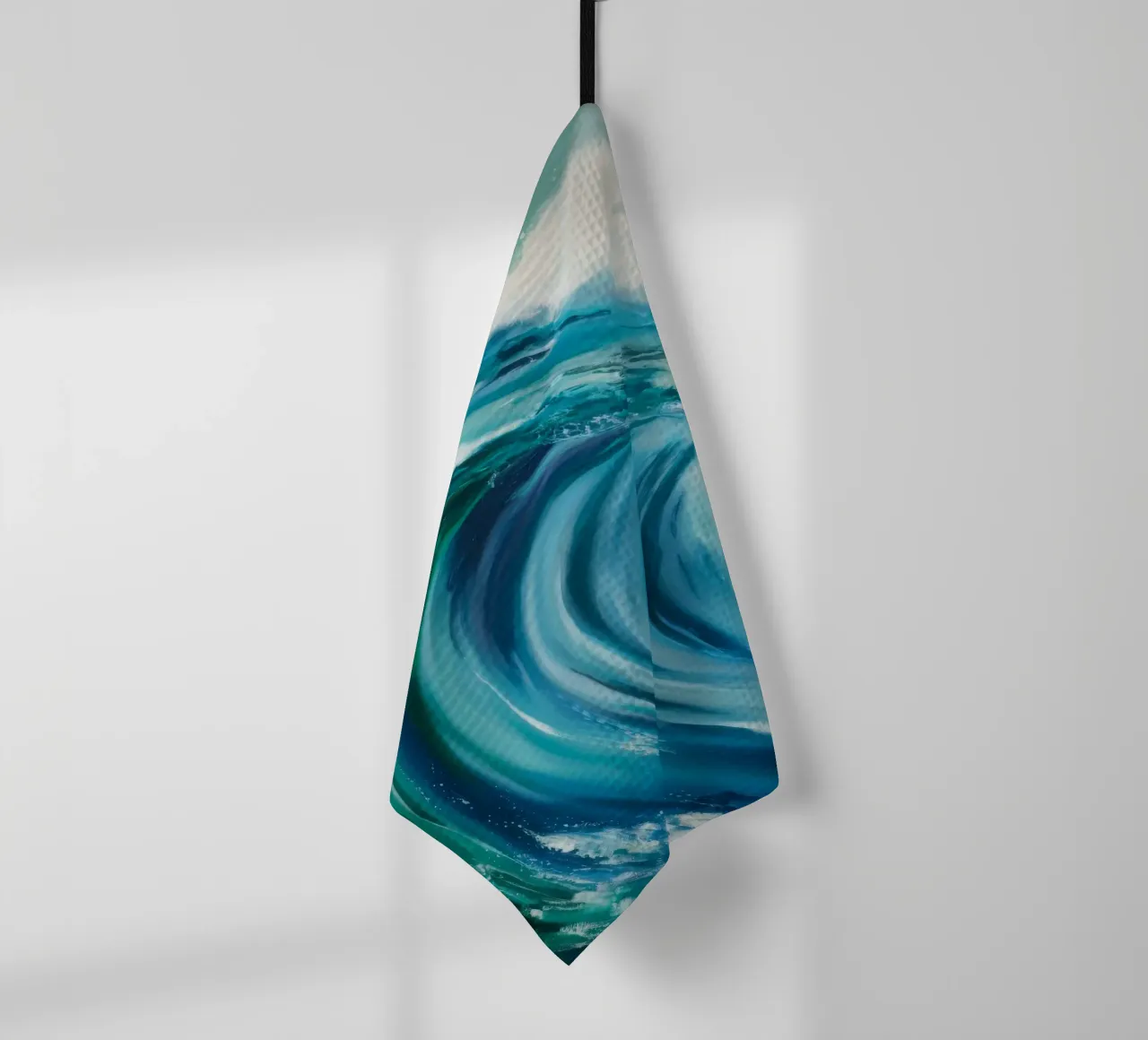 Ocean's Emerald Curl tea towel by Dream Spectrum