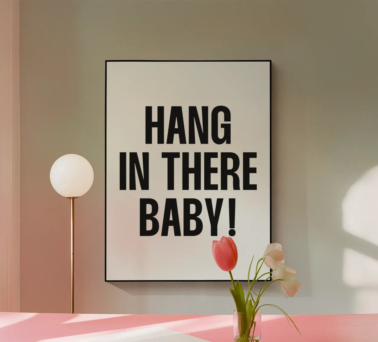 Hang In There baby Quote acrylic glass by Paigaam Studio