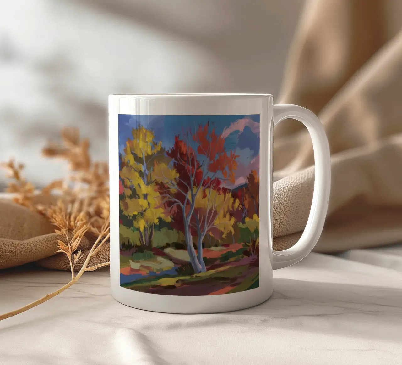 Passaggio d'autunno infuocato tazza in ceramica da Celestial Harmony