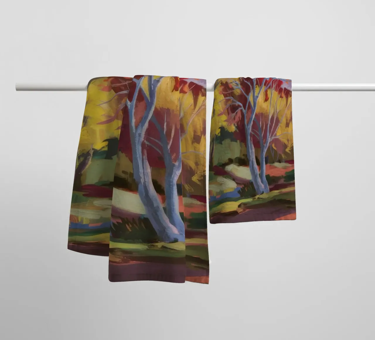 Passaggio d'autunno infuocato asciugamano da bagno da Celestial Harmony