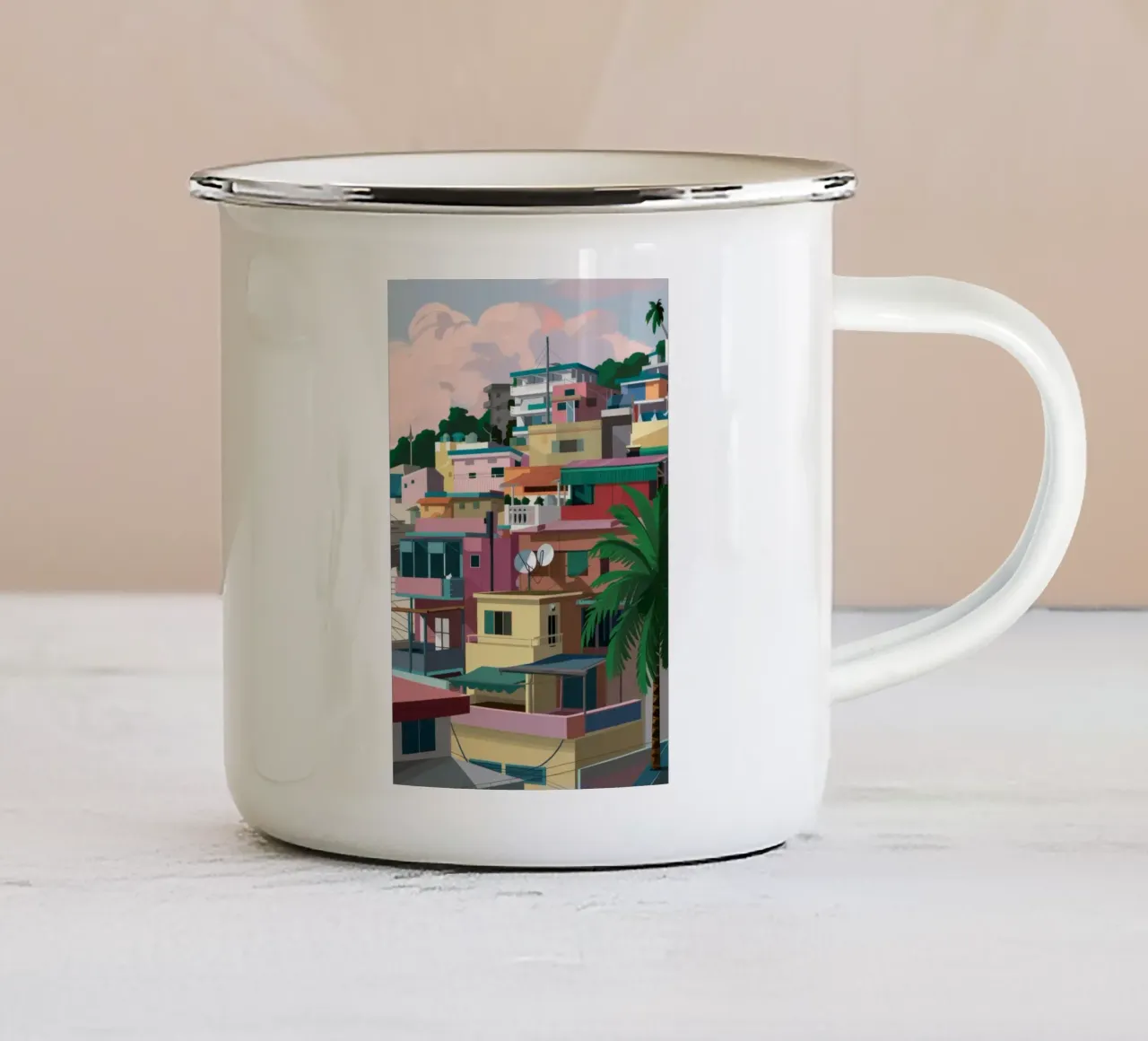 Favela sulla collina tazza in smalto da Silk Palette