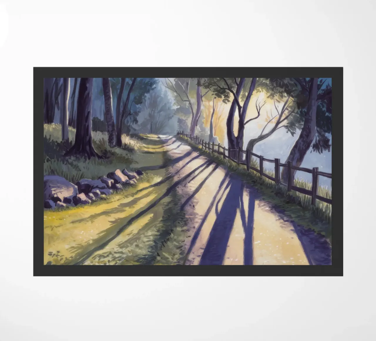 Sun Dappled Forest Path doormat by Opal Strokes