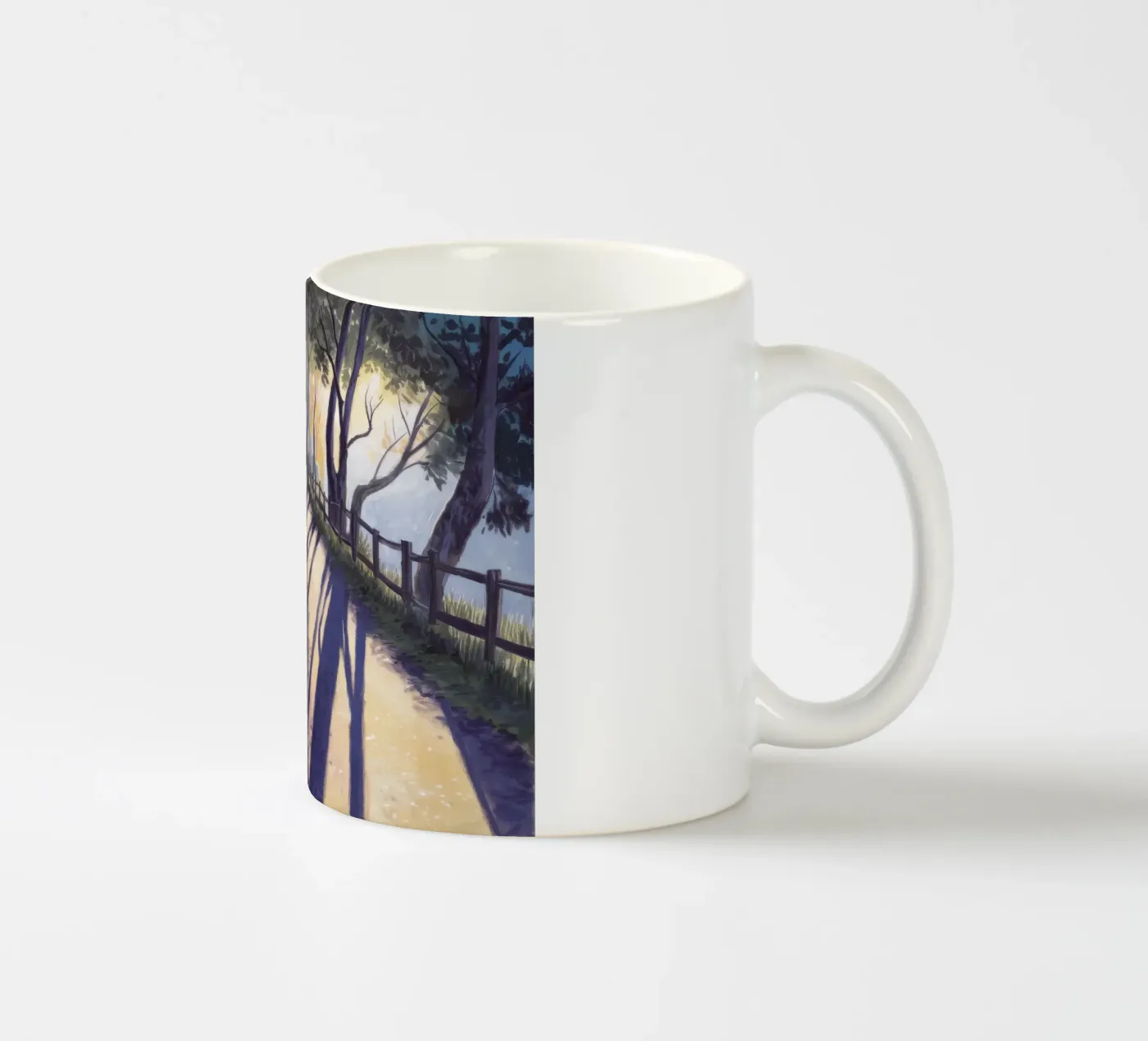 Sun Dappled Forest Path ceramic mug by Opal Strokes