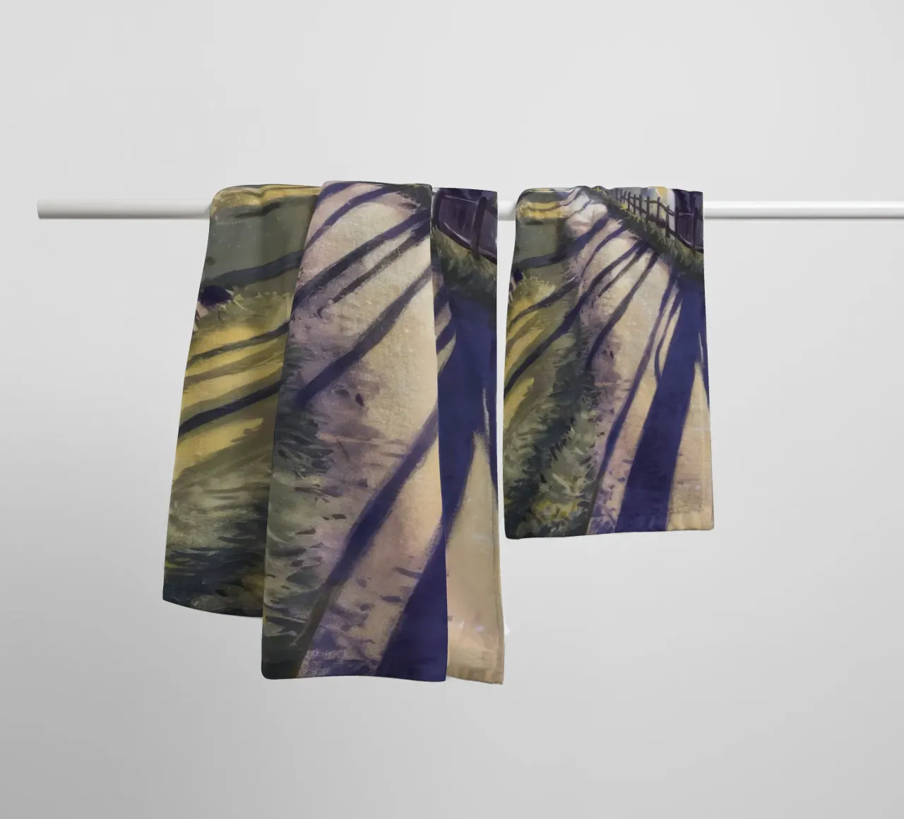 Sun Dappled Forest Path towel by Opal Strokes