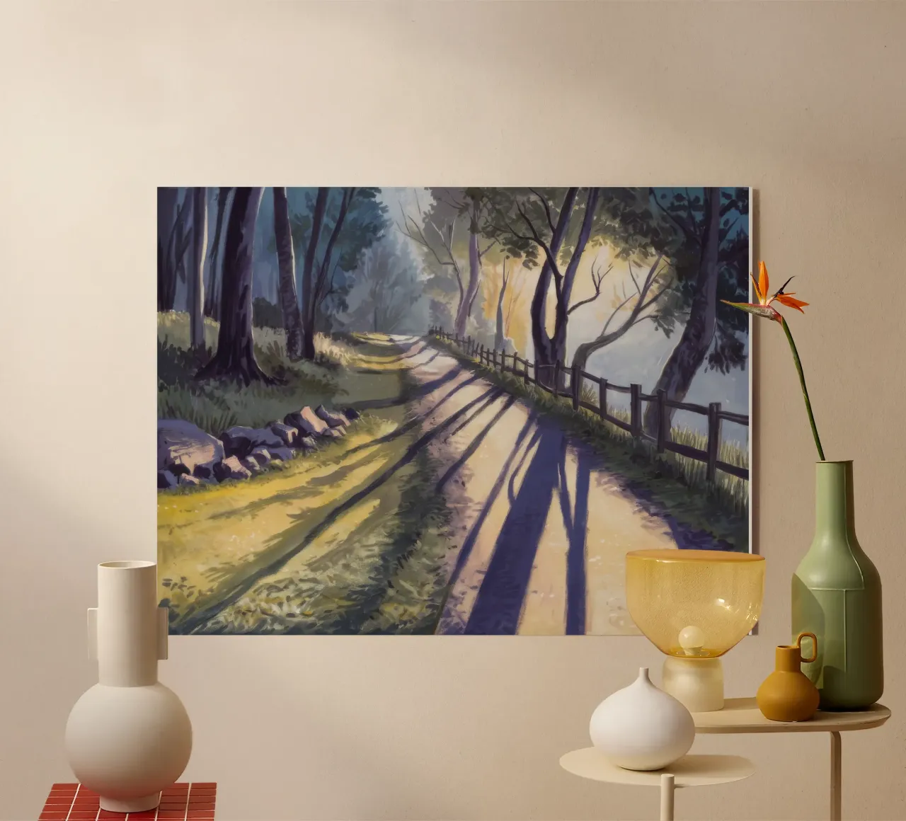 Sun Dappled Forest Path acryl van Opal Strokes