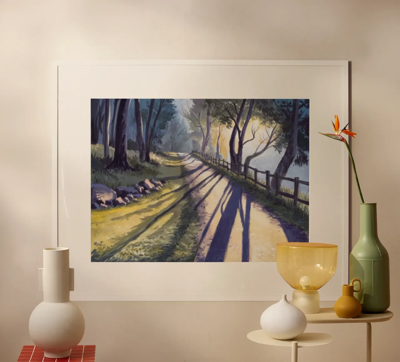 Sentiero forestale punteggiato di sole poster da Opal Strokes