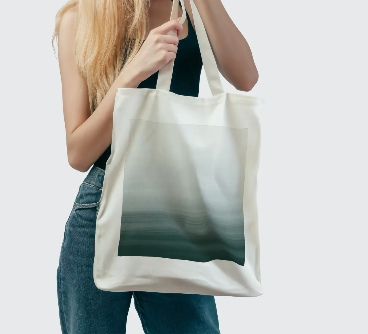 Gradiente acquerello verde scuro borsa in juta da NouveauPrints