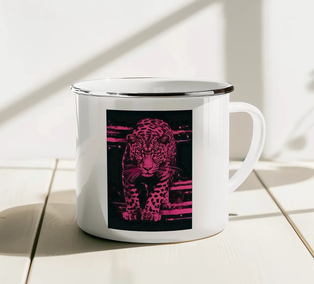 Arte rosa leopardo tazza in smalto da WILD ART