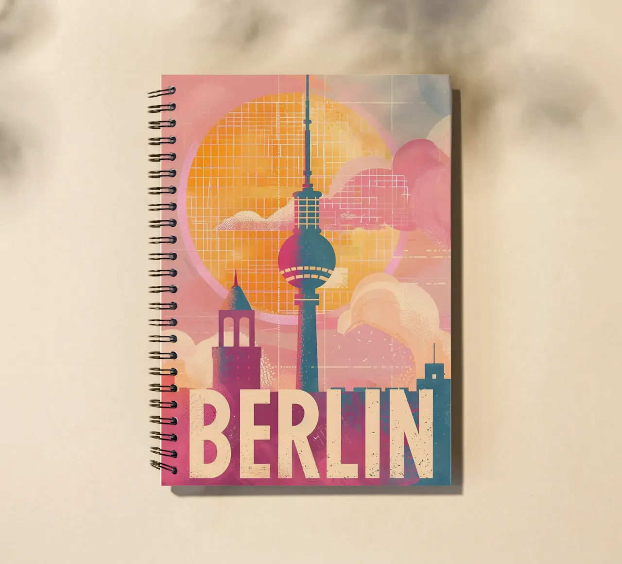 Berlin Skyline Art Travel Poster spiral notebook by Vintage Travel Art