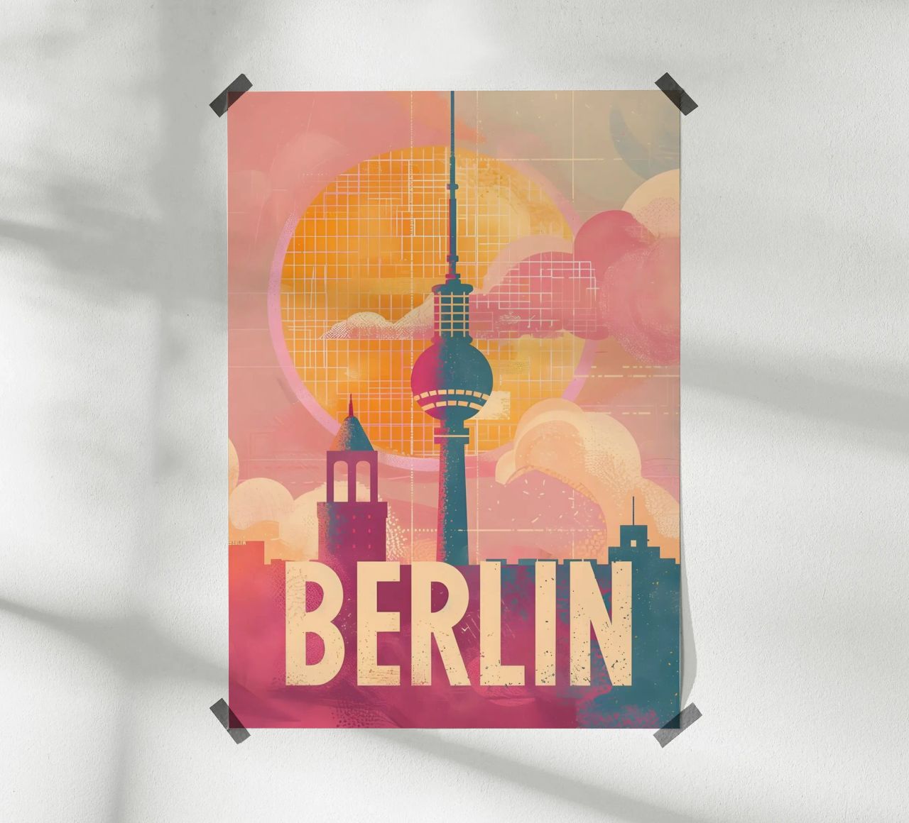 Berlin Skyline Kunst Reiseposter Poster von Vintage Travel Art