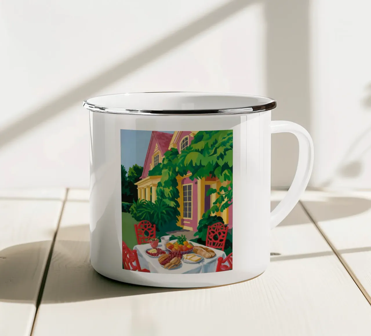 Pranzo nel giardino delle coccinelle tazza in smalto da Silk Palette