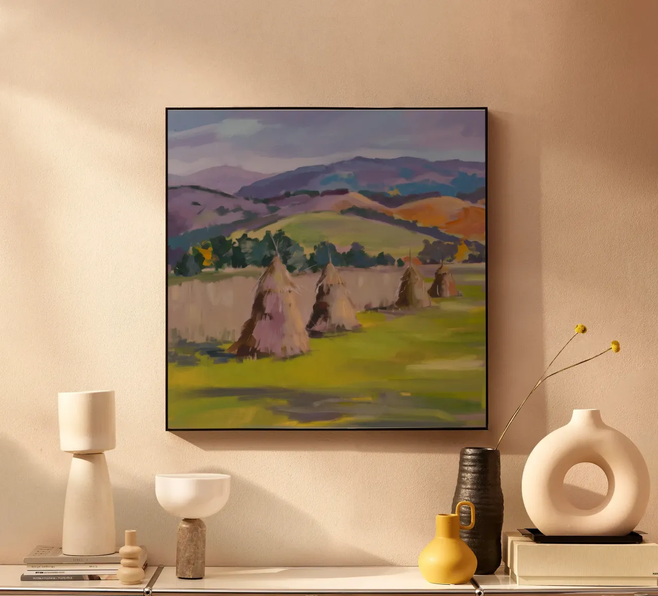 Golden Haystack Hills acrylic glass by Celestial Harmony