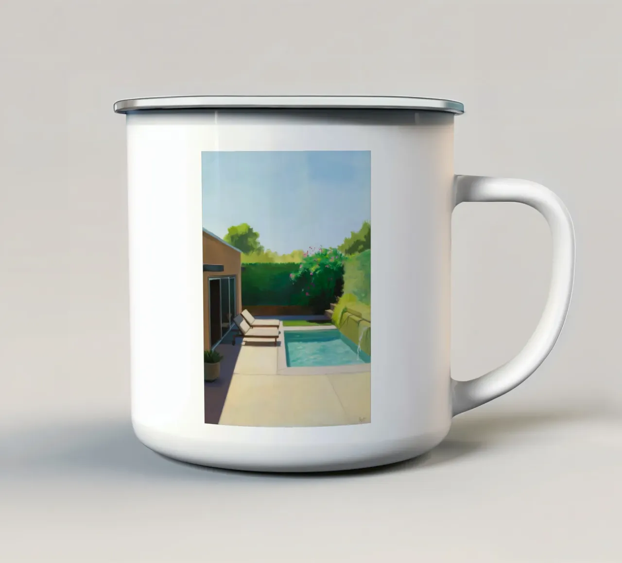 Oasi di giardino suburbana tazza in smalto da Opal Strokes