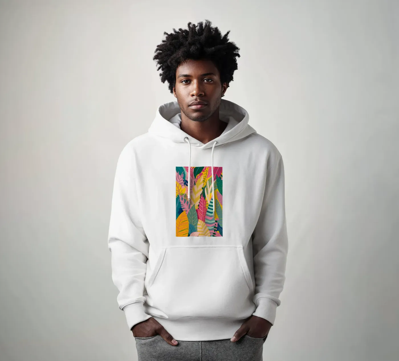Vibrant Leaf Pattern hoodie by Silk Palette