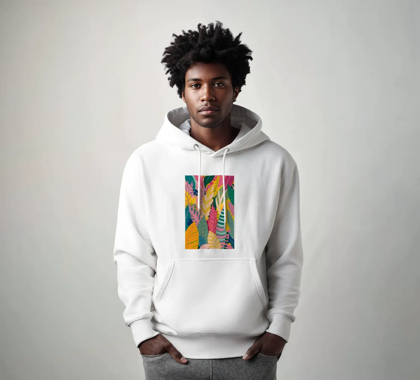 Vibrant Leaf Pattern hoodie by Silk Palette