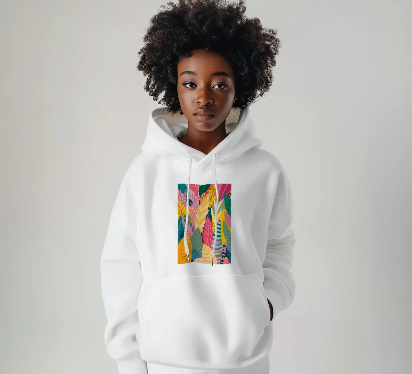 Vibrant Leaf Pattern hoodie by Silk Palette