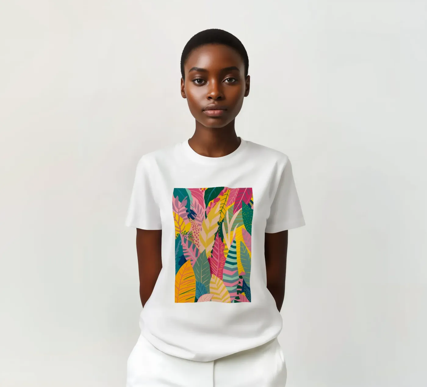 Vibrant Leaf Pattern t-shirt by Silk Palette