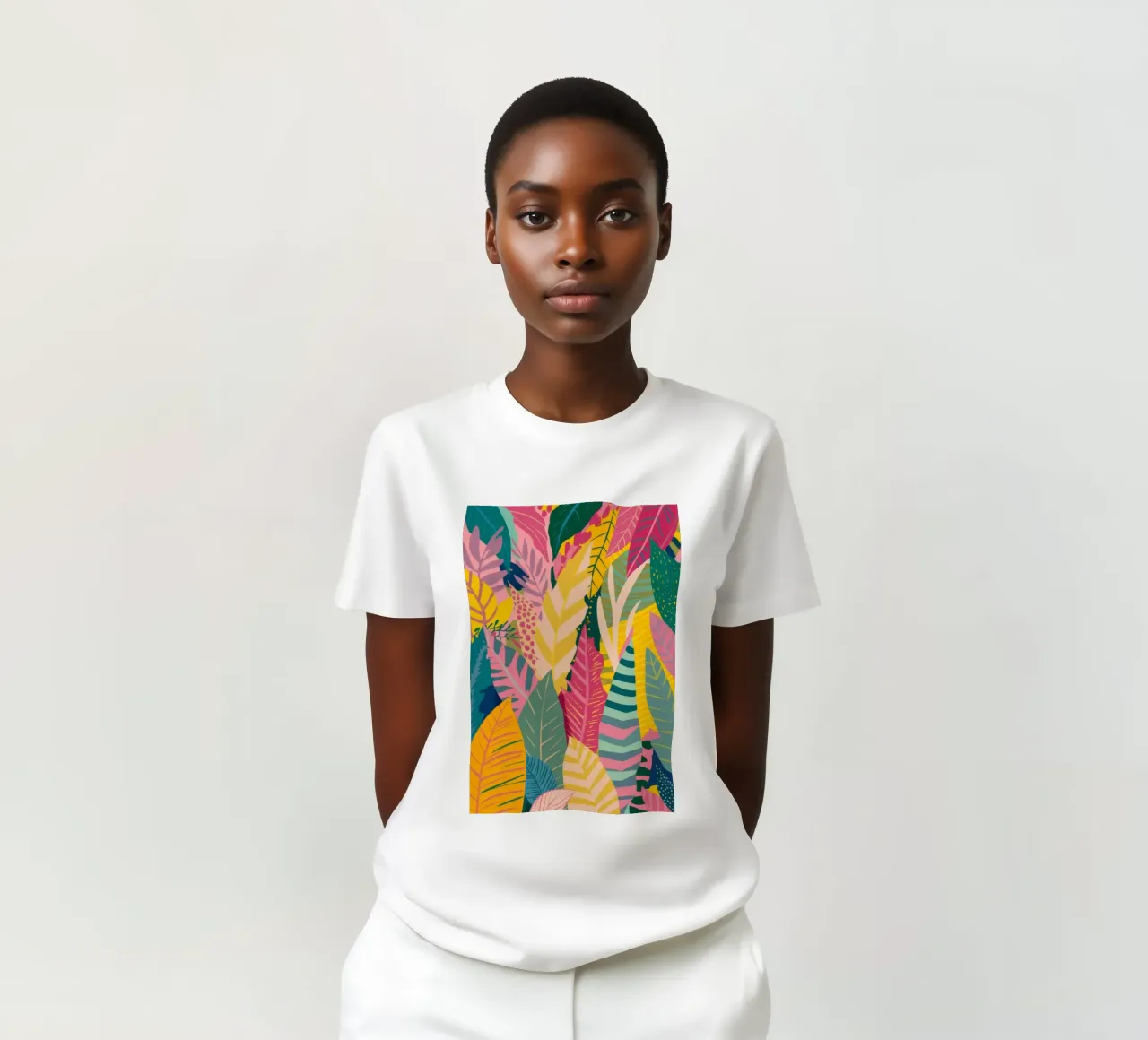 Motivo a foglie vivaci t-shirt da Silk Palette