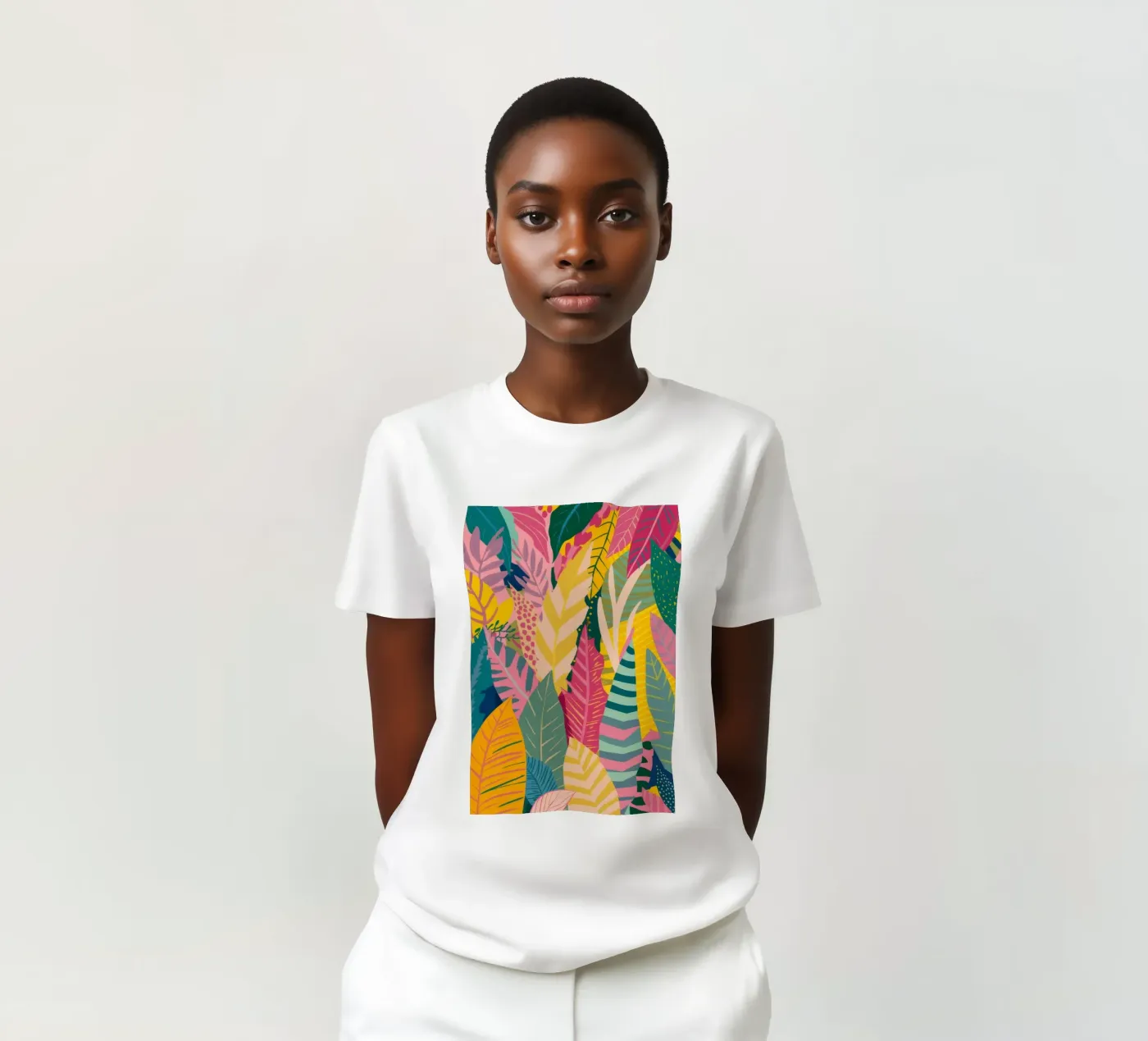 Vibrant Leaf Pattern t-shirt by Silk Palette