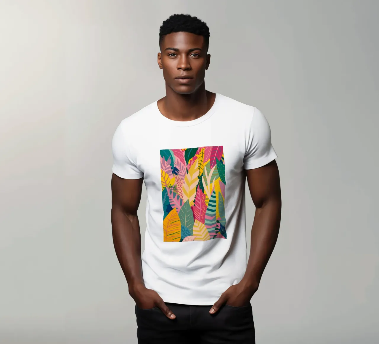 Motivo a foglie vivaci t-shirt da Silk Palette