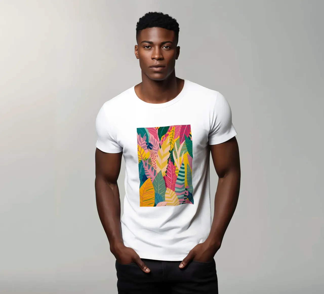 Motivo a foglie vivaci t-shirt da Silk Palette