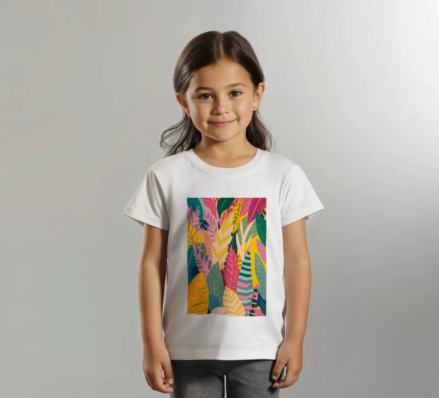 Levendig bladpatroon kinder t-shirt van Silk Palette