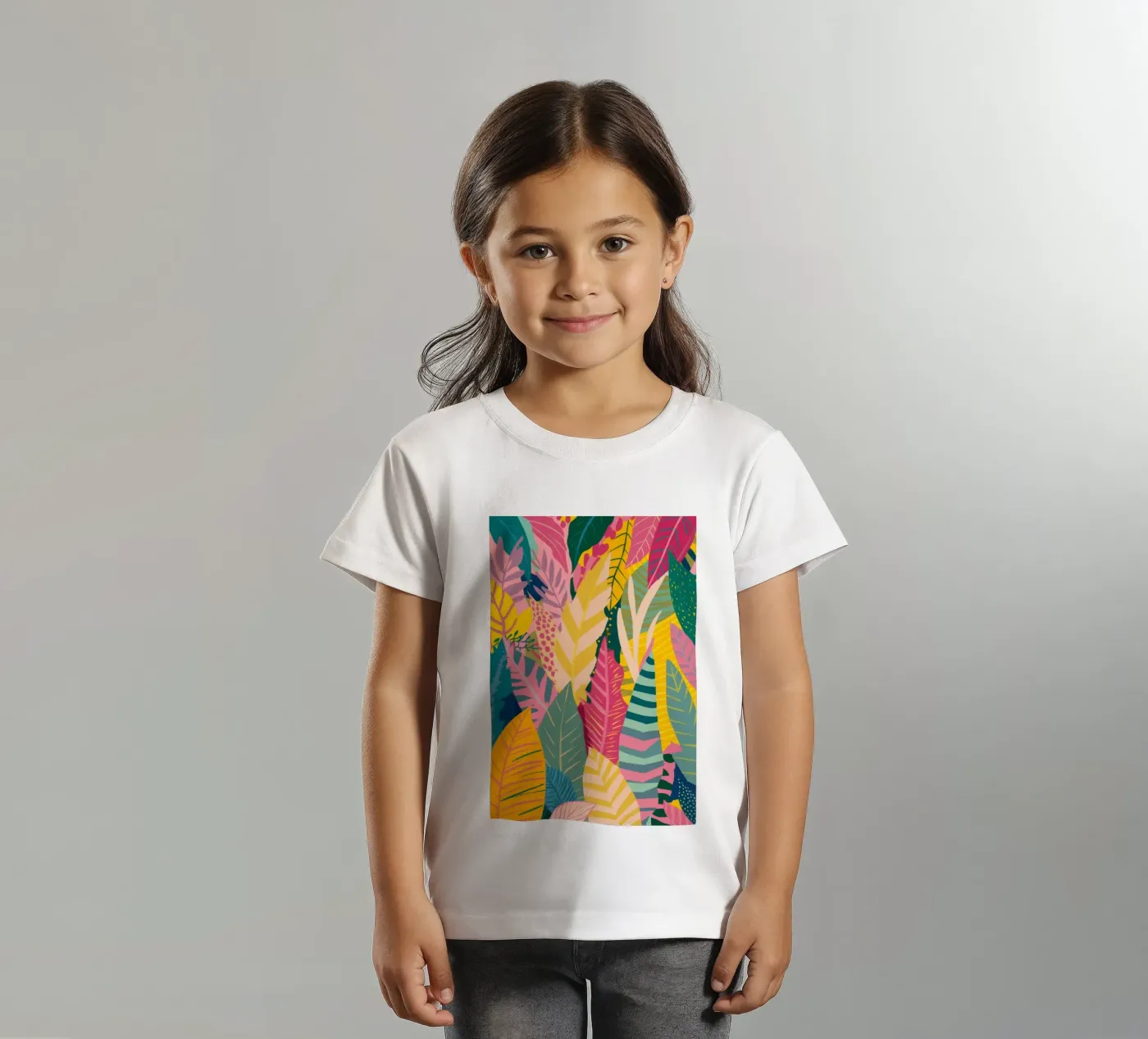 Levendig bladpatroon kinder t-shirt van Silk Palette