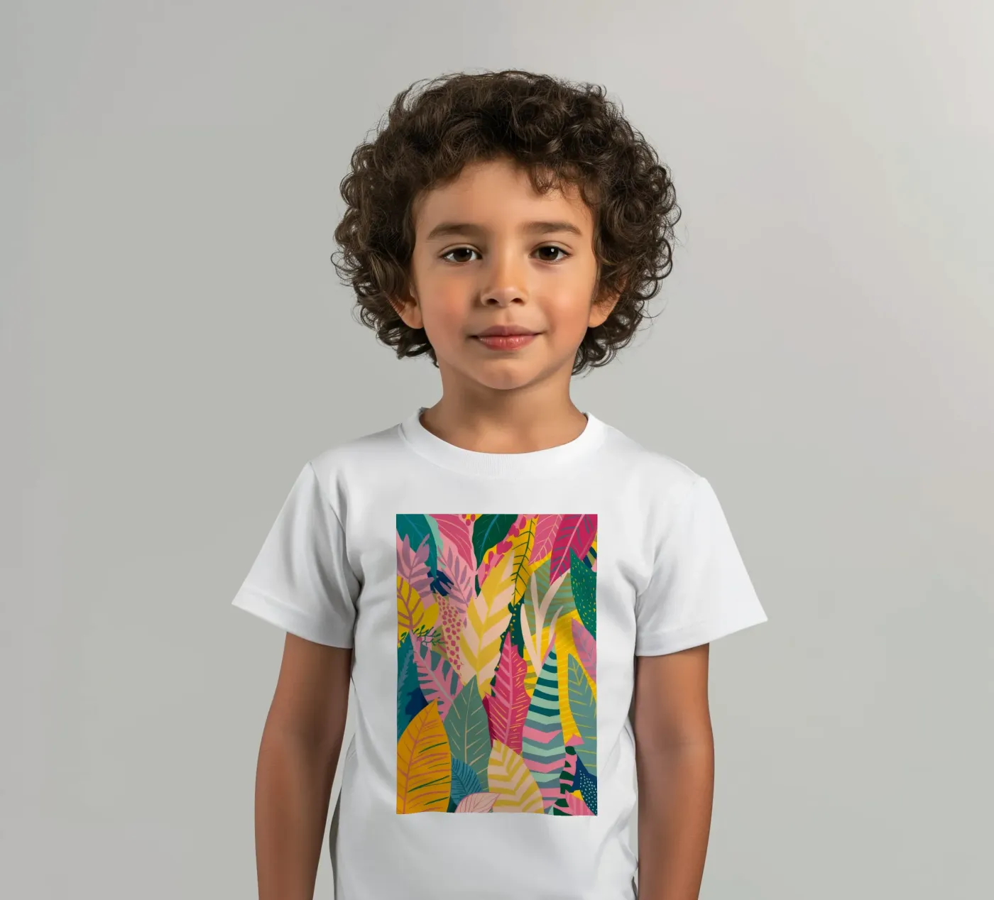 Levendig bladpatroon kinder t-shirt van Silk Palette